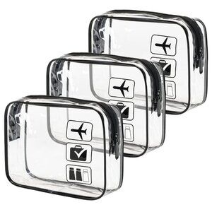 TSA Approved Toiletry Bag, 3 Pcs Clear Toiletries Bags Quart Size Travel Makeup